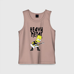 Майка детская хлопок Барт Симпсон - heavy metal, цвет: пыльно-розовый