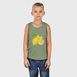 Майка детская хлопок Сочные лимоны, цвет: авокадо — фото 2