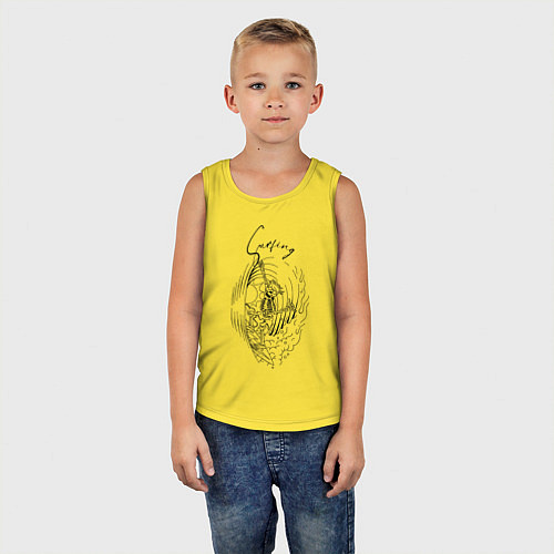 Детская майка Серфинг - скелет на доске / Желтый – фото 5