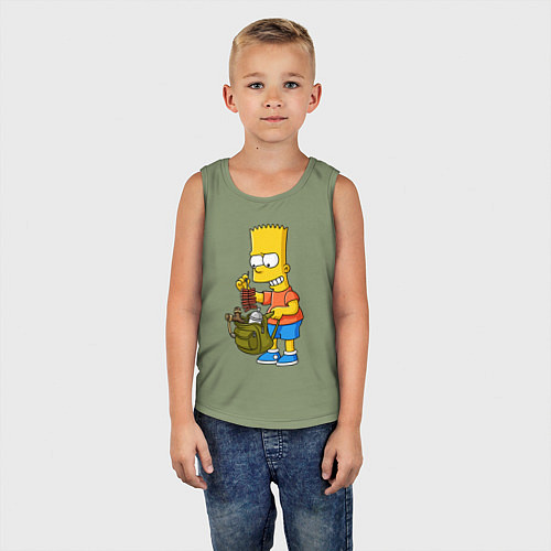 Детская майка Барт Симпсон разбирает свой рюкзак / Авокадо – фото 5