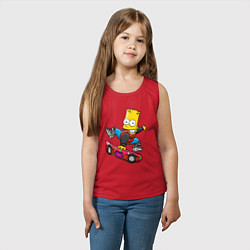 Майка детская хлопок Барт Симпсон - крутой скейтбордист, цвет: красный — фото 2