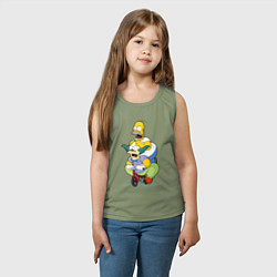 Майка детская хлопок Гомер Симпсон и Клоун Красти едут на детском велос, цвет: авокадо — фото 2