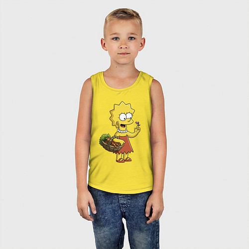 Детская майка Lisa Simpson с гусеницей на даче / Желтый – фото 5