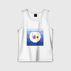 Майка детская хлопок CMYK рыбка, цвет: белый