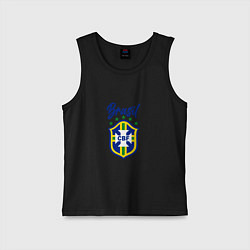 Майка детская хлопок Brasil Football, цвет: черный