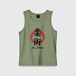 Майка детская хлопок Jiu jitsu red splashes logo, цвет: авокадо