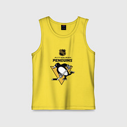Майка детская хлопок Питтсбург Пингвинз НХЛ логотип, цвет: желтый
