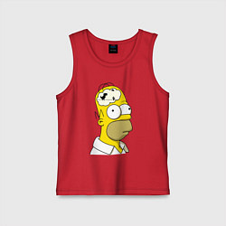 Майка детская хлопок Гомер Симпсон - нет подключения к интернету, цвет: красный