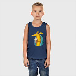 Майка детская хлопок Песик под пледом с кофе, цвет: тёмно-синий — фото 2