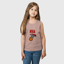 Майка детская хлопок Basketball - NBA logo, цвет: пыльно-розовый — фото 2