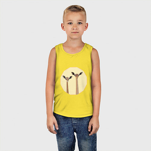 Детская майка Жирафовые газели геренук на бежевом фоне / Желтый – фото 5