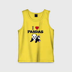 Майка детская хлопок I love Panda - люблю панд, цвет: желтый