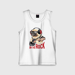 Майка детская хлопок Крутой мрпс играет на гитаре, цвет: белый