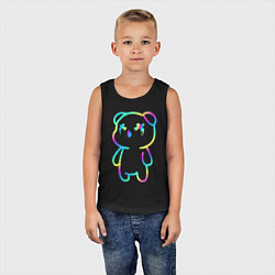 Майка детская хлопок Cool neon bear, цвет: черный — фото 2