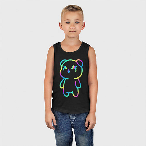 Детская майка Cool neon bear / Черный – фото 5