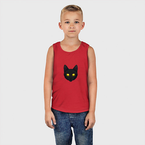 Детская майка Черный кот с сияющим взглядом / Красный – фото 5