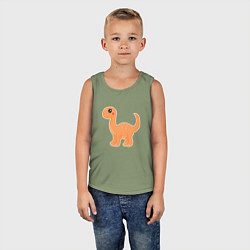 Майка детская хлопок Динозавр оранжевый, цвет: авокадо — фото 2