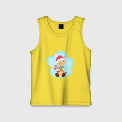 Майка детская хлопок Новогодний жираф, цвет: желтый
