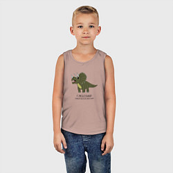 Майка детская хлопок Динозавр трицератопс Глебозавр, Глеб, цвет: пыльно-розовый — фото 2