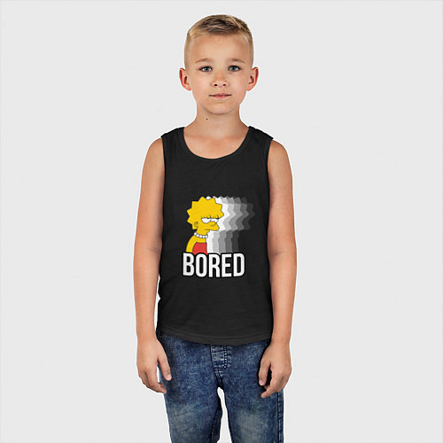 Детская майка Лиза Симпсон - bored / Черный – фото 5