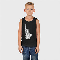 Майка детская хлопок Статуя Свободы в графике, цвет: черный — фото 2