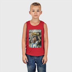 Майка детская хлопок Lionel Messi - world champion - Argentina, цвет: красный — фото 2