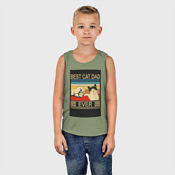Майка детская хлопок Лучший кошачий папа на свете, цвет: авокадо — фото 2