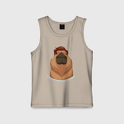 Детская майка Капибара гигачад с шевелюрой