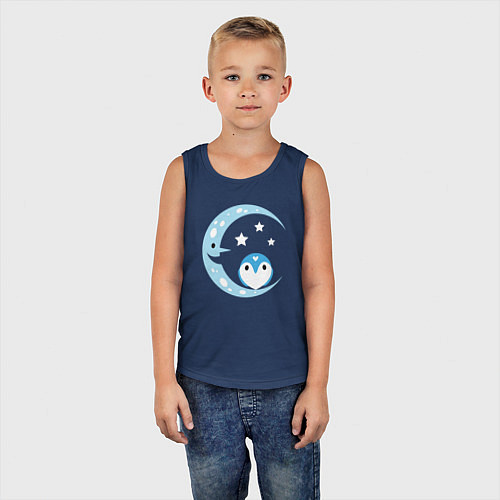 Детская майка Совёнок на Луне / Тёмно-синий – фото 5