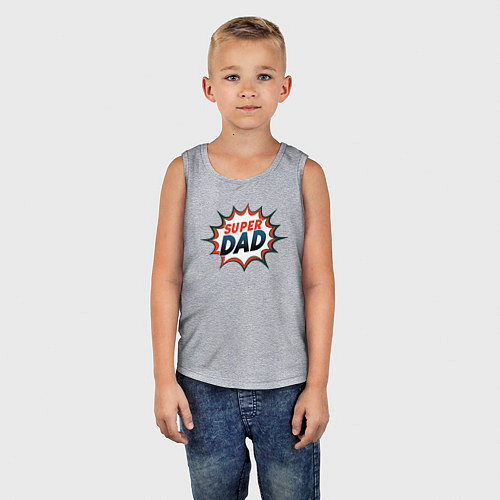 Детская майка Super dad / Меланж – фото 5