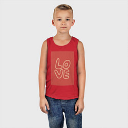 Майка детская хлопок Слово Love на красном прямоугольном фоне, цвет: красный — фото 2