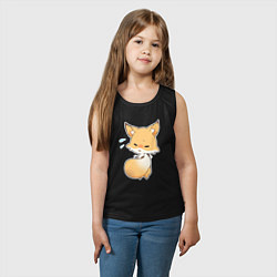 Майка детская хлопок Милая лисичка смущается, цвет: черный — фото 2