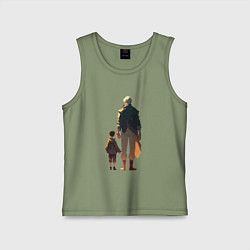 Майка детская хлопок Сын и его отец, цвет: авокадо