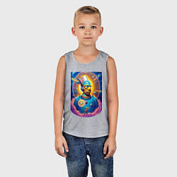 Майка детская хлопок Гомер Симпсон - космический портрет - нейросеть, цвет: меланж — фото 2