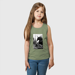 Майка детская хлопок Мрачный единорог, цвет: авокадо — фото 2