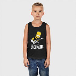 Майка детская хлопок Scorpions Барт Симпсон рокер, цвет: черный — фото 2