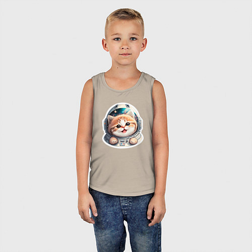 Детская майка Котик-космонавт / Миндальный – фото 5