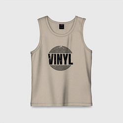 Майка детская хлопок Vinyl надпись с пластинкой, цвет: миндальный