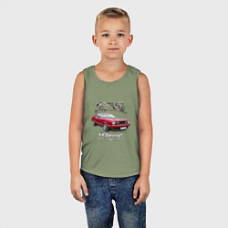 Майка детская хлопок Маслкар Ford Mustang, цвет: авокадо — фото 2