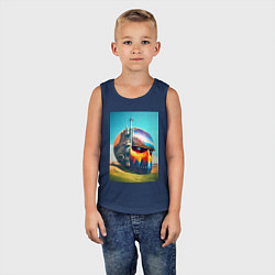 Майка детская хлопок Голова в пустыне - сюрреализм, цвет: тёмно-синий — фото 2