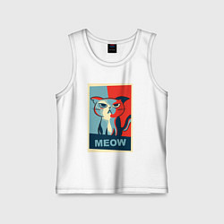 Майка детская хлопок Meow obey, цвет: белый