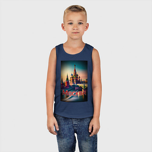 Детская майка Москва - Кремль / Тёмно-синий – фото 5