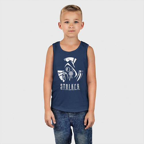 Детская майка STALKER противогаз / Тёмно-синий – фото 5