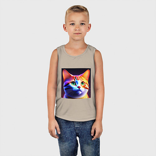 Детская майка Милый котик с большими глазами / Миндальный – фото 5