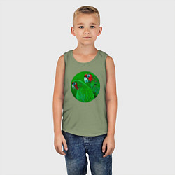 Майка детская хлопок Два зелёных попугая, цвет: авокадо — фото 2
