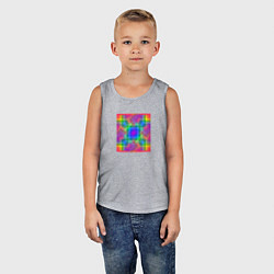 Майка детская хлопок Цветные квадраты в квадрате, цвет: меланж — фото 2