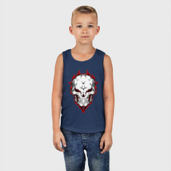Майка детская хлопок Скелет с обводкой, цвет: тёмно-синий — фото 2