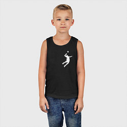 Майка детская хлопок Маленький белый силуэт волейболиста, цвет: черный — фото 2