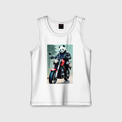 Майка детская хлопок Panda - cool biker, цвет: белый