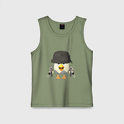 Майка детская хлопок Chicken Gun в каске, цвет: авокадо